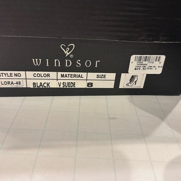 Chic Lace-Up Caged Stiletto Black Suede Booties Size 8 - Picture 7 of 8